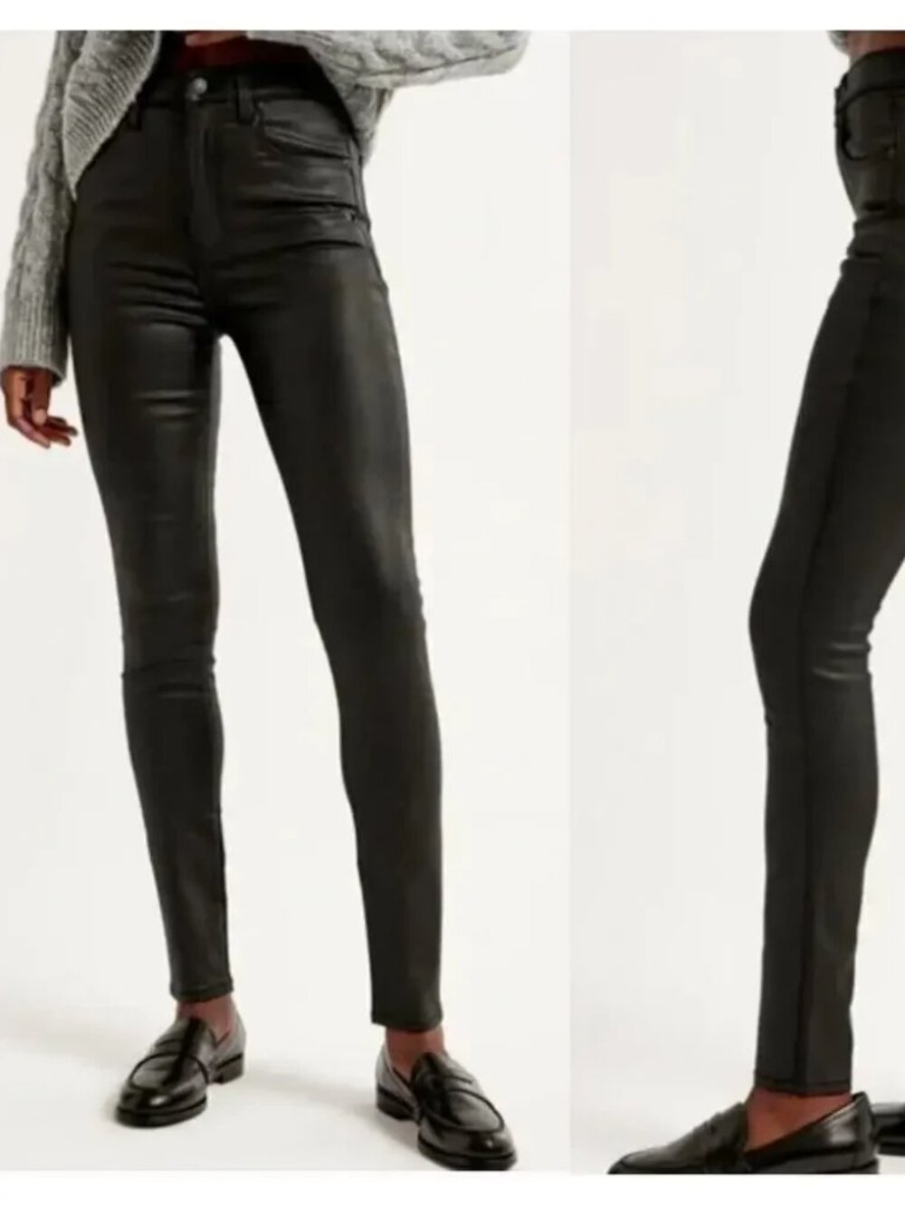 Abercrombie & Fitch Curve Love 90s Slim Straight Ultra High Rise Coated Denim 25